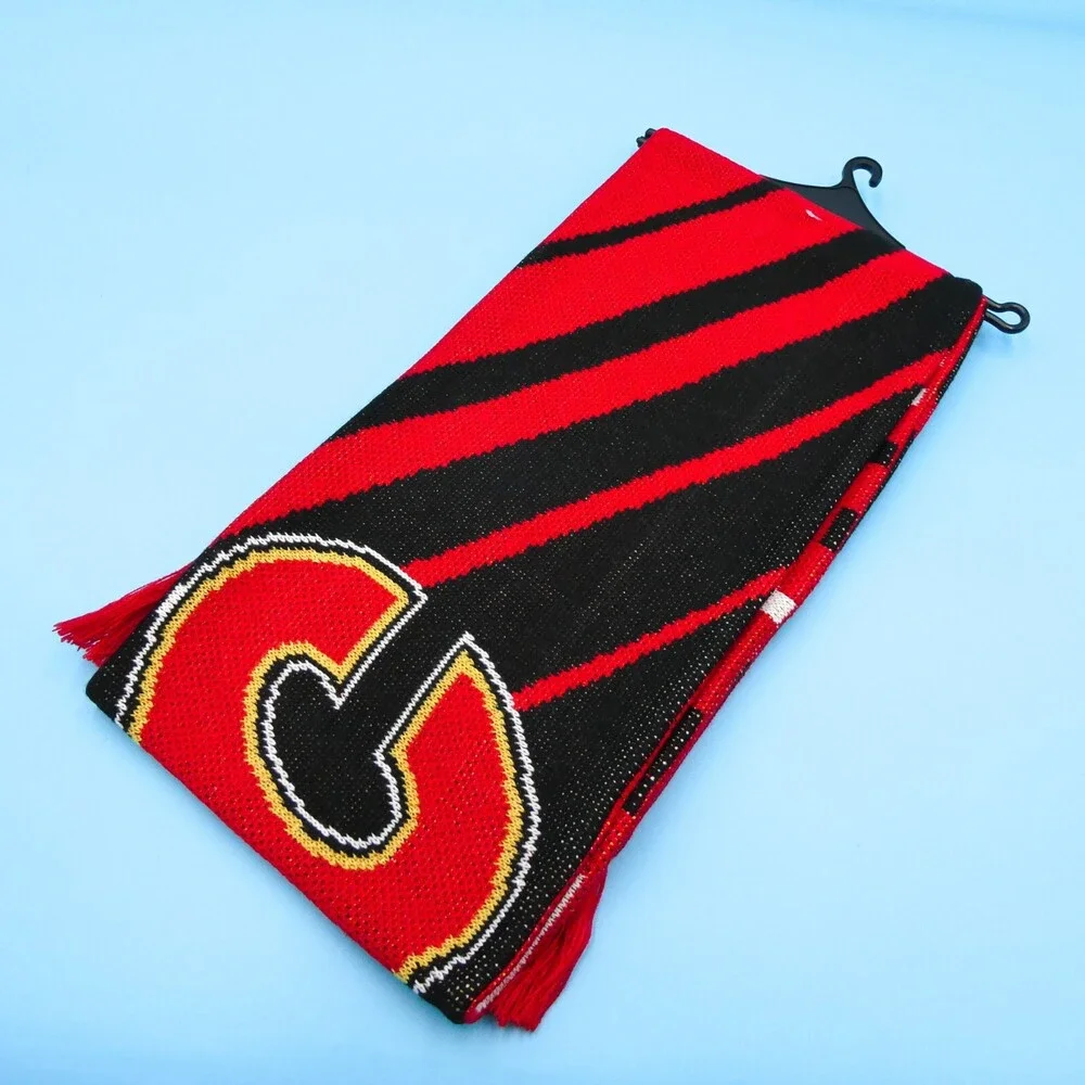 Calgary Flames Winter Scarf Adult Mens Womens Reebok Red Acrylic Knit NHL Hockey